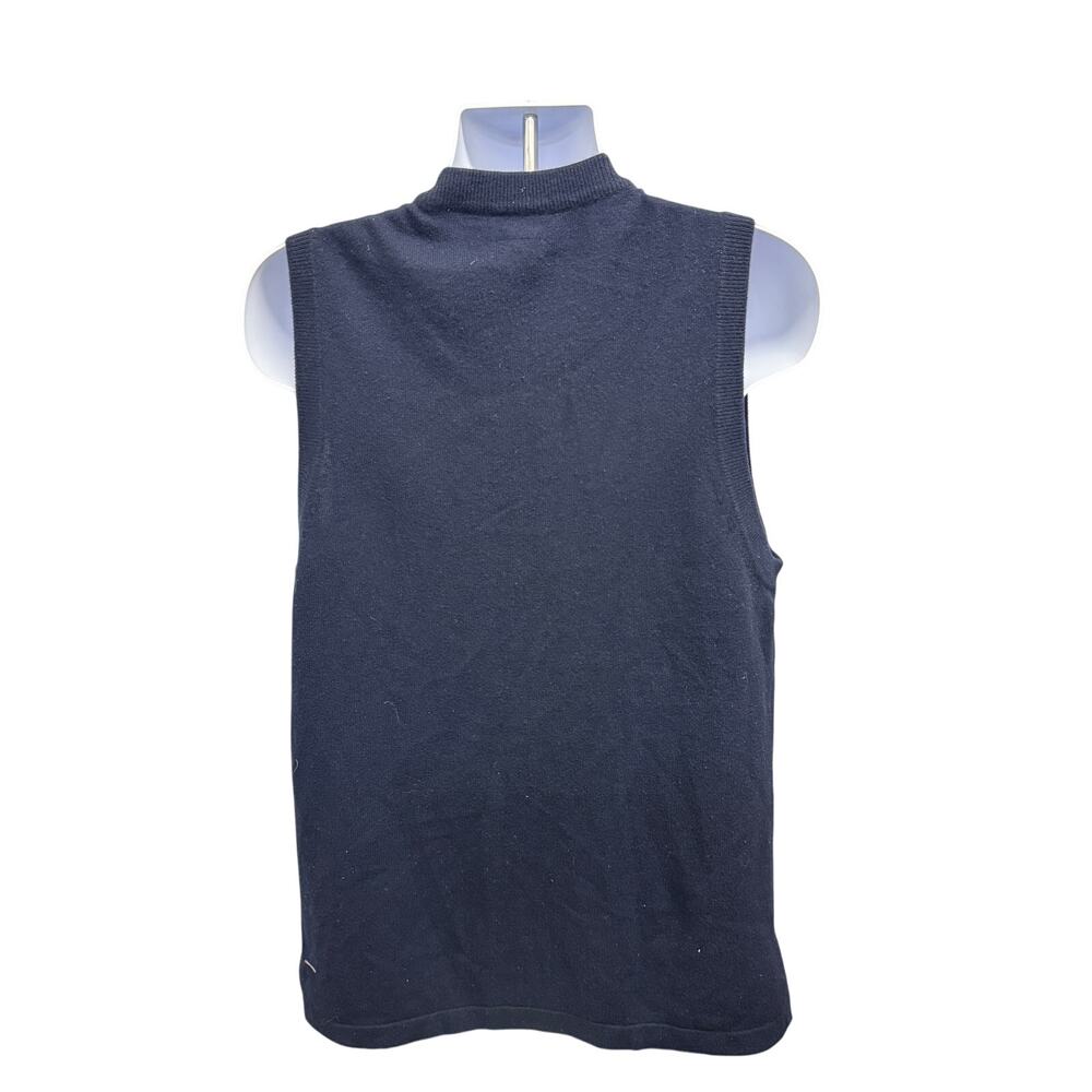 Vintage Lands End Fine 100% 2 Ply Cashmere Sweater Vest Medium Navy button - Picture 3 of 4